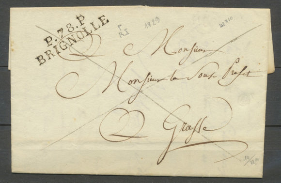 1823 Lettre Marque Linéaire P78P Brignolle VAR(78) 41*10 Ind 12 cote 80€ X1998