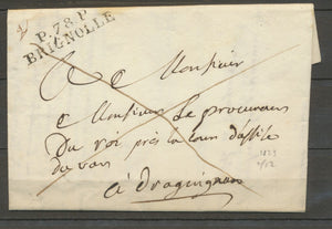 1823 Lettre Marque Linéaire P78P Brignolle VAR(78) 41*10 Ind 12 cote 80€ X1999