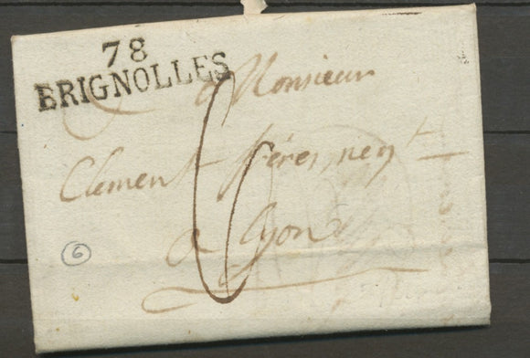 1822 Lettre Marque Linéaire 78 Brignolles VAR(78) 44*12 Ind 6 cote 25€ X2000