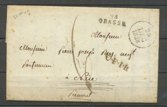 1828 Lettre Marque Linéaire 78 Grasse en Noir VAR(78)  24*9mm X2032