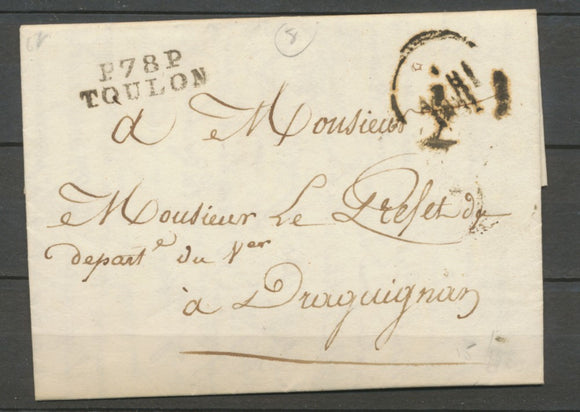 1831 Lettre Marque Linéaire P78P Toulon en Noir VAR(78) X2049