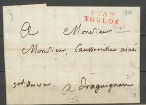 1803 Lettre Marque Linéaire P78P Toulon VAR(78) 29*9 Ind 8. Superbe X2081