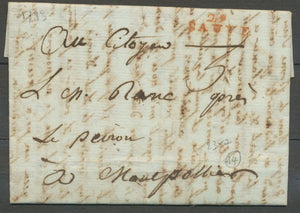 1793 Lettre Marque Linéaire 29 Sauve GARD(29) 23*7 Ind 14. Sup X2086