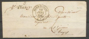 1845 Lettre Cursive 9 Plancy PD + Merry-S-Seyne AUBE(9) Ind11. Superbe. X2102