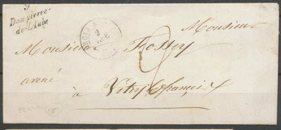 1848 Lettre Cursive 9 Dampierre-de-l'Aube PD AUBE(9) Ind15 . Superbe X2103