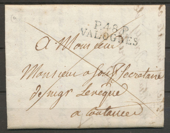 1817 Lettre Marque Linéaire P48P Valognes MANCHE(48) Ind 14. Superbe X2106