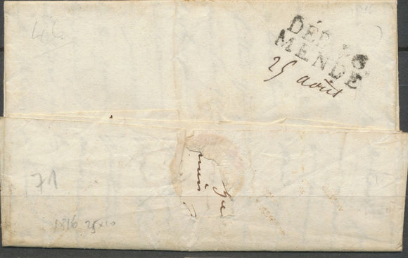 1816 Lettre Marque Linéaire DEB.46/Mende LOZERE(45) Ind 19. X2114