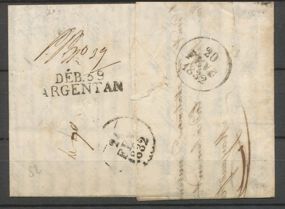 1832 Lettre Marque Linéaire Deb 59 Argentan ORNE(59) Ind 19 X2120