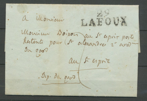 1803 Lettre Marque Linéaire 29 La Foux GARD(29) Indice 16 X2143