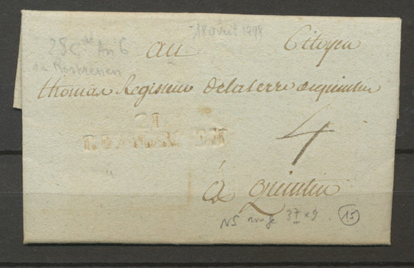 1798 Lettre Marque Linéaire 21 Rosternen COTES DU NORD(21) Indice 15 X2158