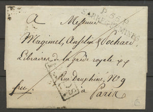 1818 Lettre Marque Linéaire P55P Sarreguemines MOSELLE(55) Indice 14. Sup X2166