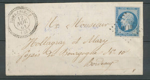 1861 Lettre PC4110 +CAD Tombeboeuf T22 LOT-ET-GARONNE(45) Indice 20. Rare X2214