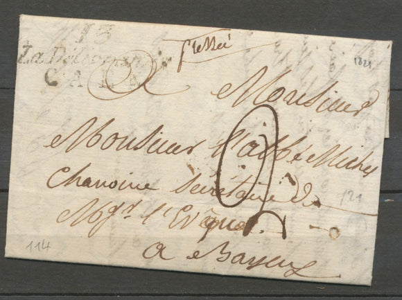 1821 Lettre Cursive 13 La Délivrande/Caen PD CALVADOS(13) Indice 21 X2253