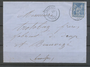 1880 Lettre CàD Salernes T.17 sur Timbre Sage N°90 VAR(78) X2272