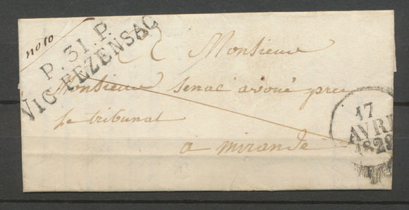 1829 Lettre Marque Linéaire P31P Vic-Fezensac GERS(31) Indice 13 X2311