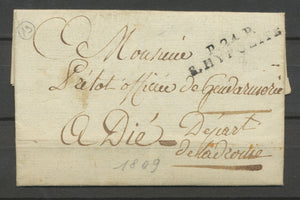 1809 Lettre Marque Linéaire P24P S.Hypolite DOUBS(24) Indice 19 X2317