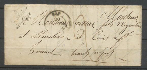 1846 Lettre Cursive 4 La Saulce-/des-Alpes PD HAUTES-ALPES(4) Indice 14+ X2333