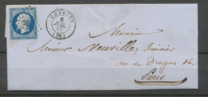 1857 Lettre Petit Chiffre N°917 Combles SOMME(76) Indice 14 X2343