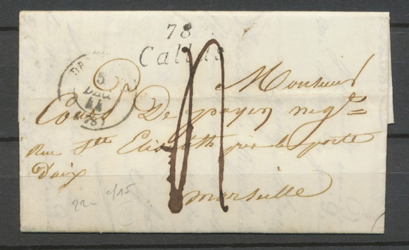 1844 Lettre Cursive 78 Callas CAD T15 DRAGUIGNAN VAR(78) Indice 15 X2361