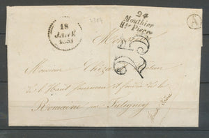 1853 Lettre Cursive 24 Mouthier/Hte Pierre + BR A LOOS PD DOUBS(24) Ind 14 X2363