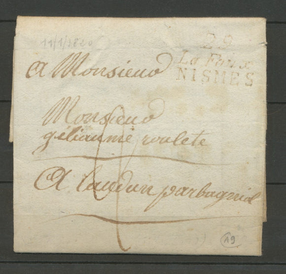 1820 Lettre Cursive 29 La Foux/Nismes PD GARD(29) Indice 19 X2371