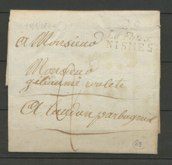 1820 Lettre Cursive 29 La Foux/Nismes PD GARD(29) Indice 19 X2371