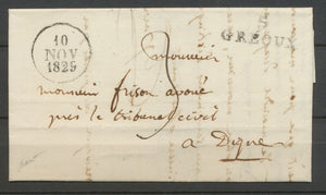 1829 Lettre Marque Linéaire 5 Gréoux BASSES-ALPES(5) Indice 15 X2395