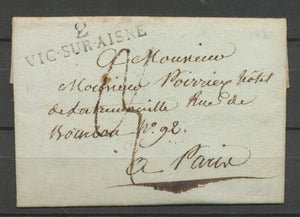 1817 Lettre Marque Linéaire 2 Vic-sur-Aisne AISNE(2) Indice 12 X2400