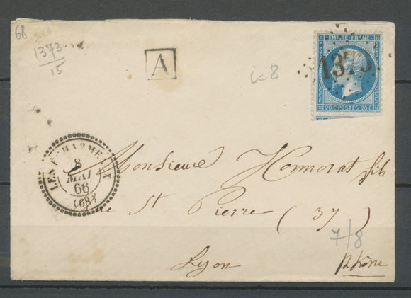 1866 Lettre CàD Les Echarmeaux T.22 GC.1373 RHÔNE(68) Indice 10 X2411