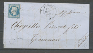 1854 Lettre Petit Chiffre St Rambert PC.3257 + CAD Type 14 AIN(1). TB. X2430