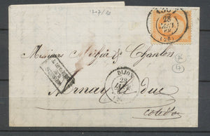 1868 Lettre N°23 Obl Bureau de Passe 1307 DIJON COTE-D'OR(20) X2616
