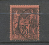 Classique Sage N°91 25c noir sur rouge Type II N/U oblitéré TB. X263