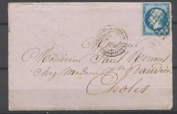 1862 Env. N°14 Obl Grille + CAD militaire Rome 2ème division TB; Certif. X2648