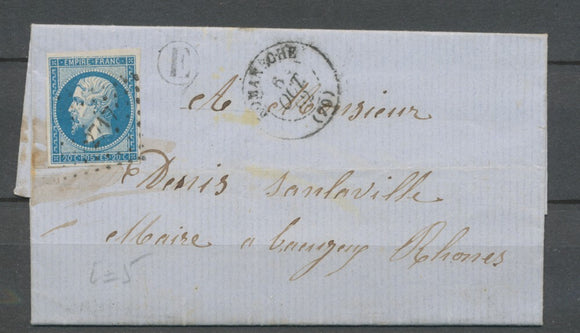 1862 Lettre N°14 Obl PC2717 ROMANECHE + BR E CHENAS SAONE&LOIRE(70) X2689