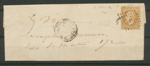 1868 Lettre 10c en local Obl Lettre Bâton G CAD 1520 PARIS SEINE&PARIS(60) X2692