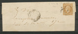 1868 Lettre 10c en local Obl Lettre Bâton G CAD 1520 PARIS SEINE&PARIS(60) X2692