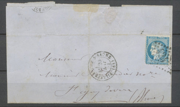 1873 Lettre N°60 Superbe variété GC4245 VILLEFRANCHE SUR SAÔNE TB. X2709