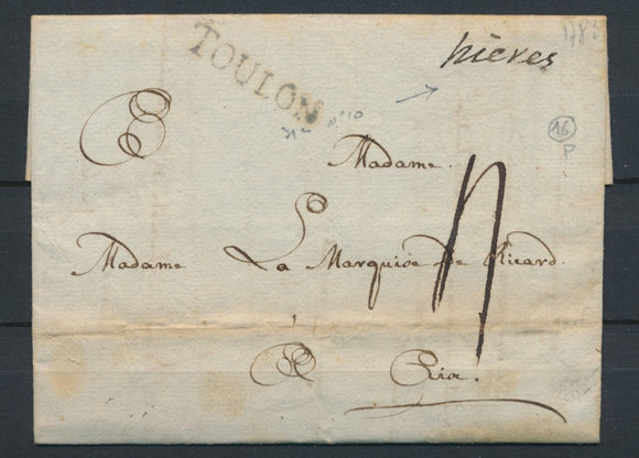 1783 Lettre Lenain N°1A Hières Manus. + TOULON N°10 VAR(78) Superbe X2740
