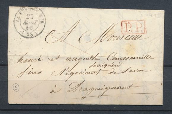 1846 Lettre en PP CAD T15 LA SEYNE S-MER VAR(78) TB. X2742