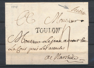 1775 Lettre Lenain N°1A Hières Manus. + TOULON N°10 VAR(78) Superbe X2749