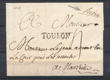 1775 Lettre Lenain N°1A Hières Manus. + TOULON N°10 VAR(78) Superbe X2749