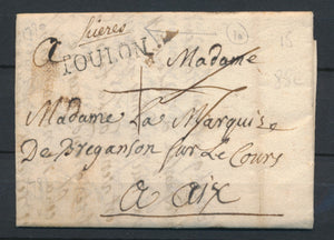 1770 Lettre Lenain N°1A Hières Manus. + TOULON N°10 VAR(78) Superbe X2754
