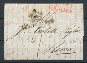 Lettre Purifiée GENOVA Rouge + Tampon noir NETTA DENTRO E FUORI… Signé X2783