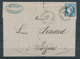 1876 Lettre N°60 Convoyeur Station P.N. PORT-VENDRES PYRENEES-ORIENTALES X2788