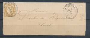 1876 Lettre 15c Obl CAD T24 perlé VILLIERS-CHARLEMAGNE MAYENNE(51) X2801