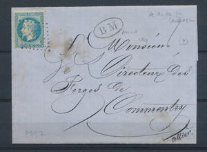 1869 Lettre N°29 Obl PCduGC211 Aubusson + BM AHUN les MINES CREUSE(22) X2808