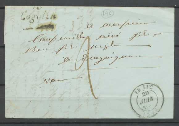 1841 Lettre Cursive 78 Cogolin + CAD T14 LE LUC VAR(78) TB. X2838