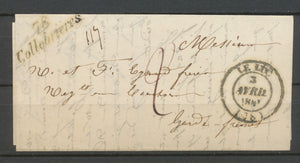 1844 Lettre Cursive 78 Collobrières + CAD T14 LE LUC VAR(78) TB. X2839