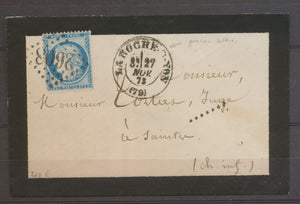 1873 Env. N°60 GC2608 Obl Cachet d'essai LA ROCHE-S-YON VENDEE(79) X2846