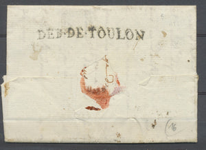 Lettre Marque Déboursé DEB.DE.TOULON VAR(78) Indice 16. X2858